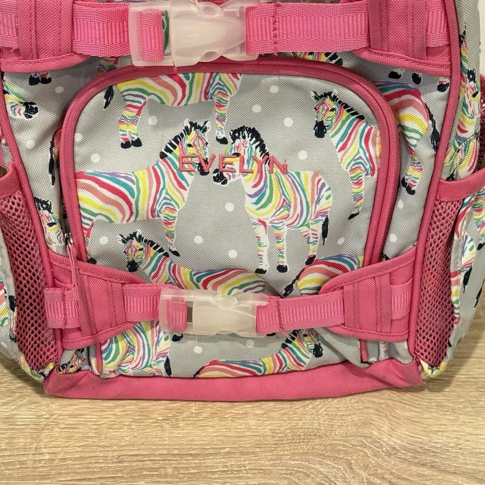 Pottery Barn Kids Backpack‎ Rainbow Zebras Embroidered Evelyn School Colorful